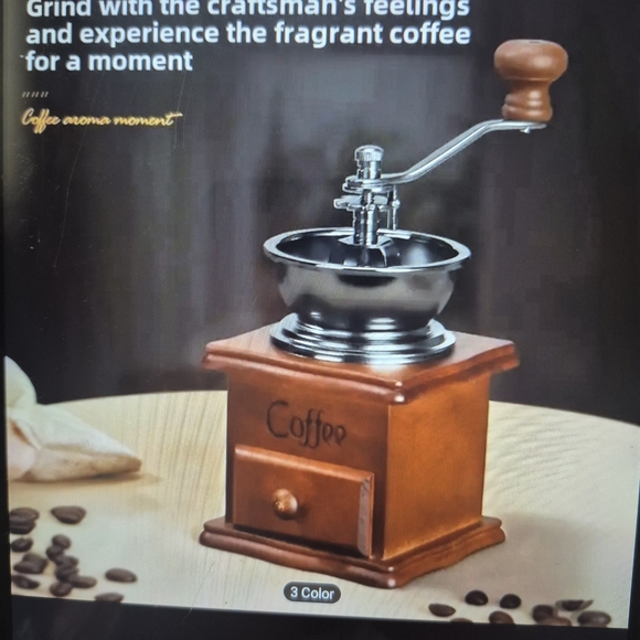 Vintage Coffee Grinder with Drawer - Brown and Silver - Picture 5 of 7